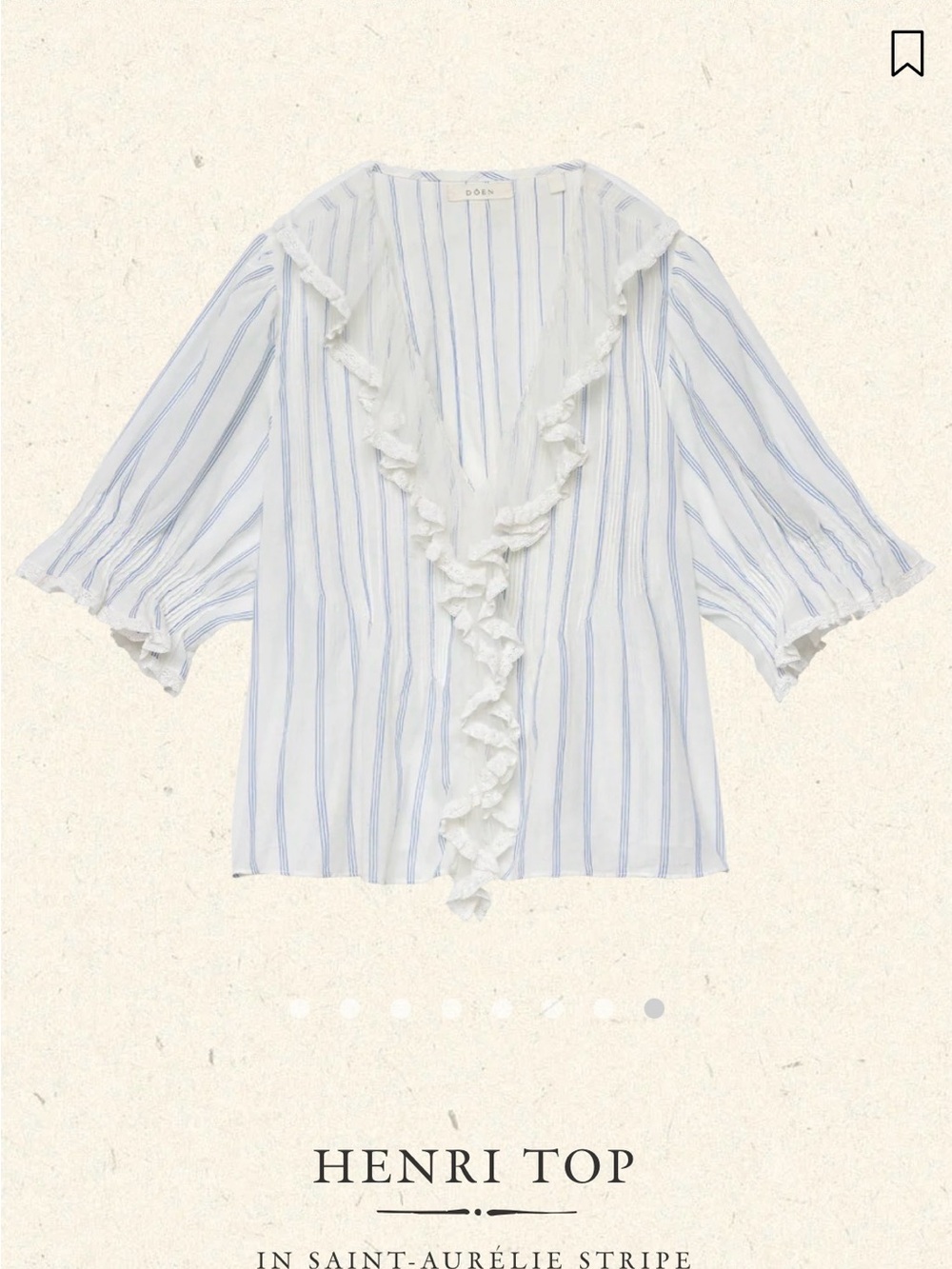 Doen Henri Saint Aurelie Stripe Ruffle Blouse NWT SZ. Large FIRM PRICE - Picture 2 of 11